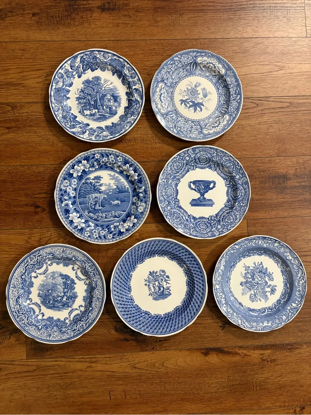 Spode Blue Room Warwick Vase Transferware Dinner Plate England 10.5”